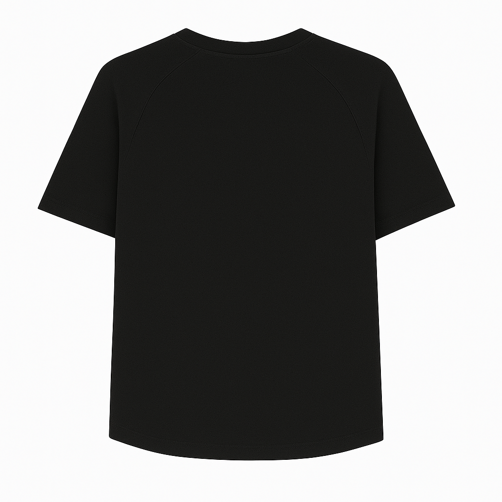 Black t-shirt on a white background