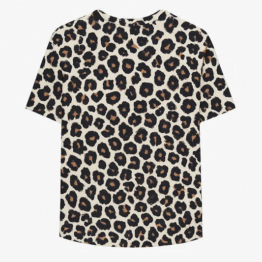 Leopard print t-shirt on a white background