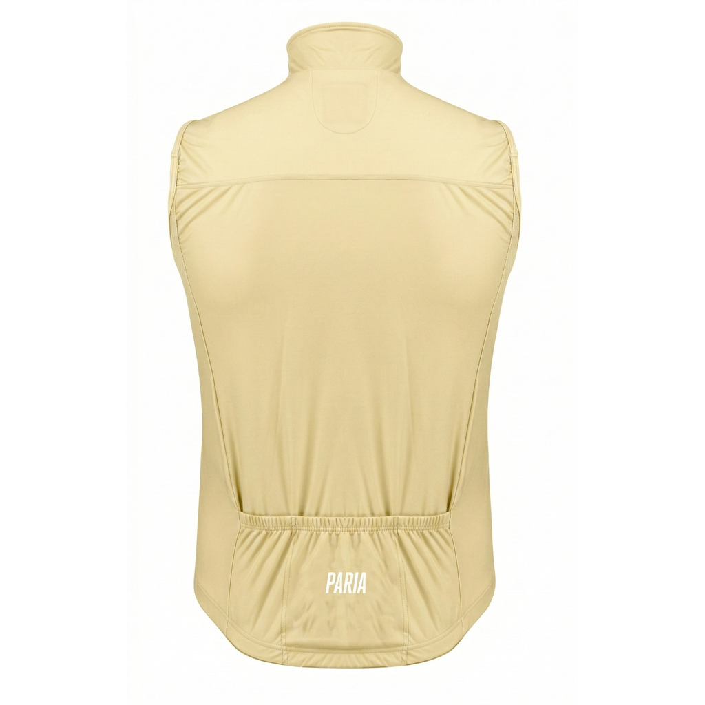 Light_yellow mens cycling vest with 3 rear pockets