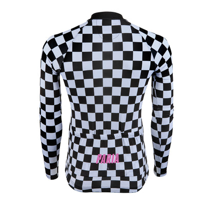 Wreckerboard Checked Aero Long Sleeve Cycling Jersey