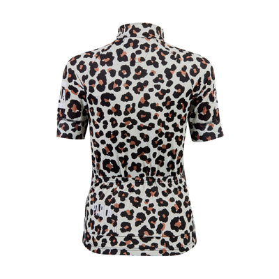 Leopard Print Short Sleeve Womens Cycling Jersey