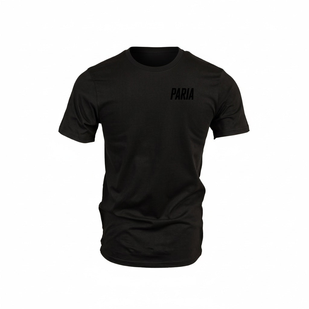 PARIA Core Black High-Build Logo Tee – Streetwear Cycling Apparel Essential