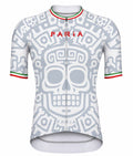 White Mexico-inspired cycling jersey with Aztec style graphics by PARIA