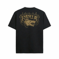 PARIA death metal tee back view with large gold snarling wolf graphic and flame border.