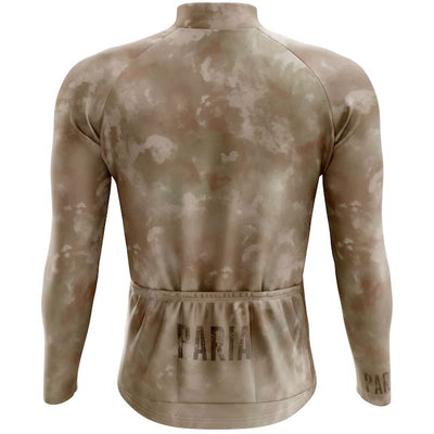 Camouflage long-sleeve shirt with 'PARIA' branding on a white background