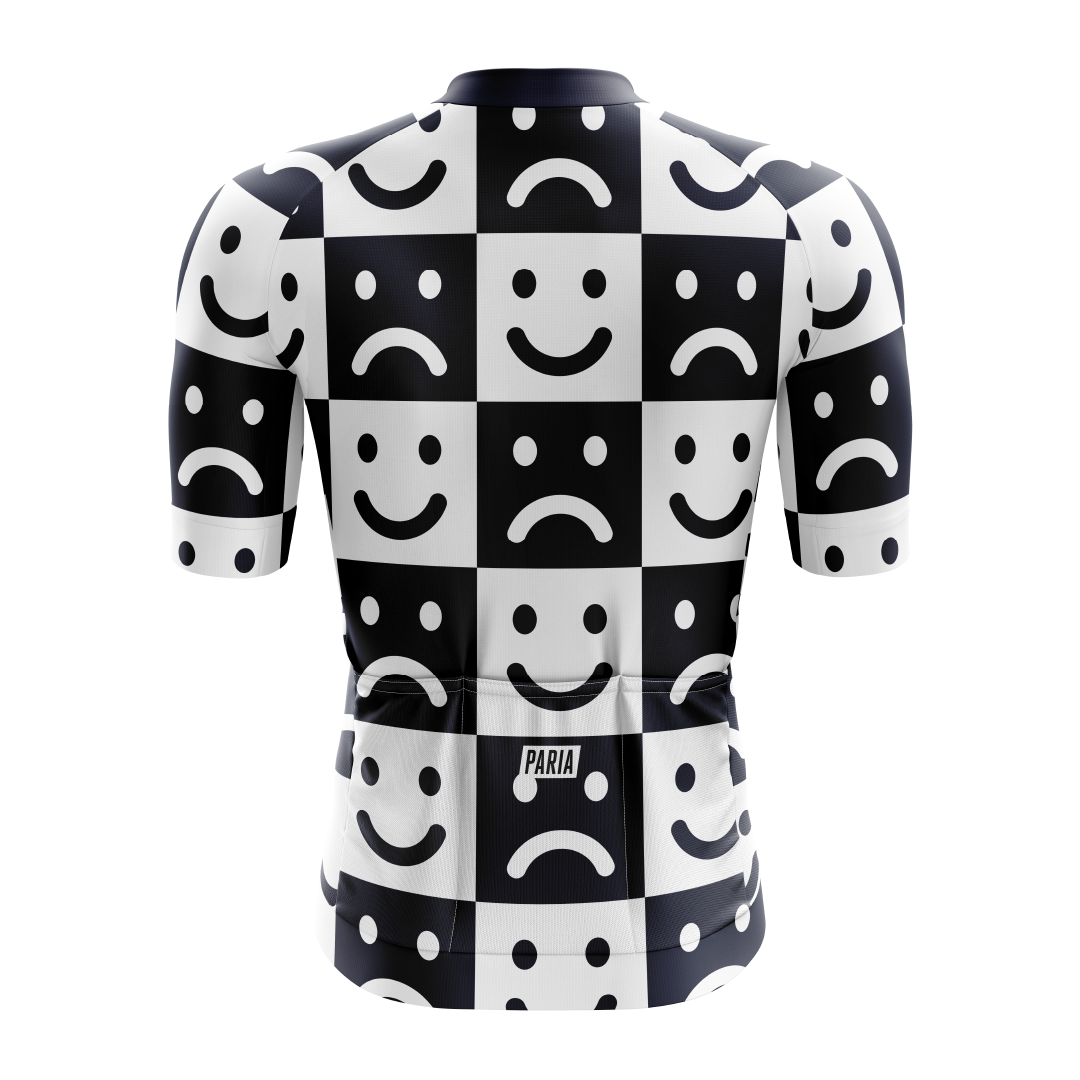 Acid house infused emotional checkerboard cycling jersey