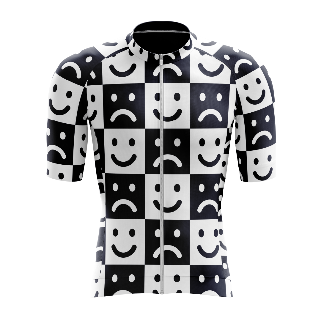 Acid house infused emotional checkerboard cycling jersey
