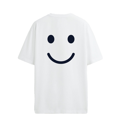 White T-shirt with smile face on back 