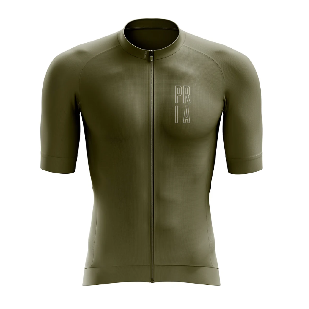 Olivgrünes Race Fit Radtrikot für Damen