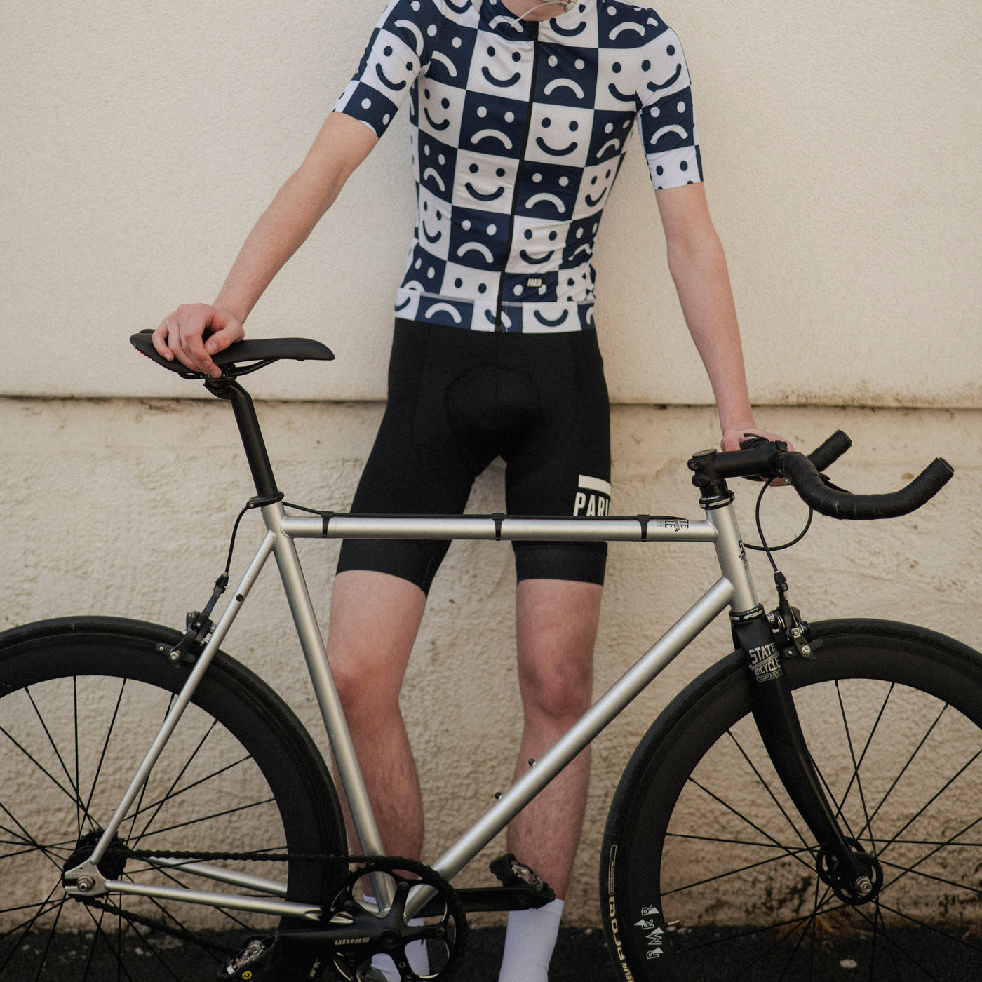Acid house infused emotional checkerboard cycling jersey