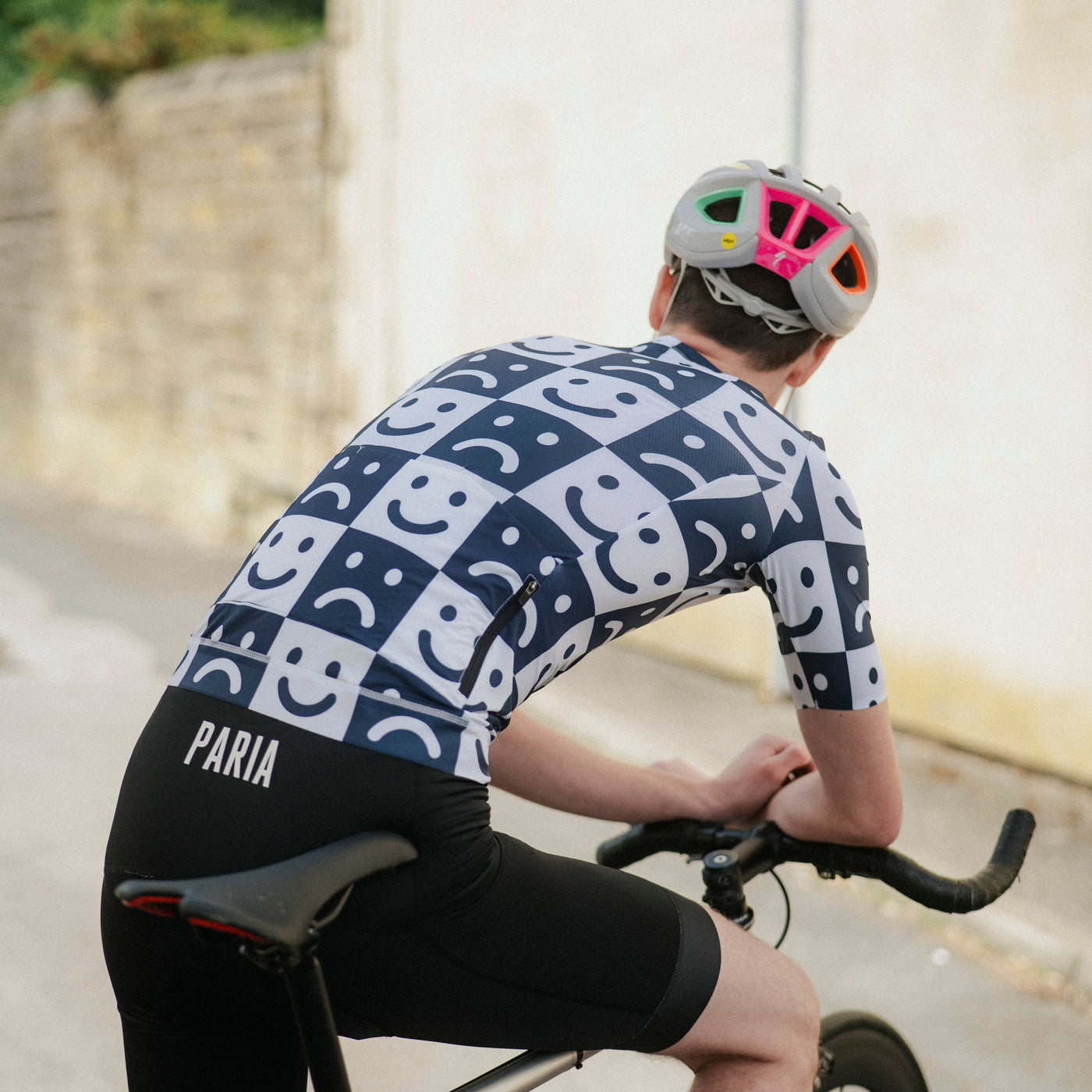 Acid house infused emotional checkerboard cycling jersey