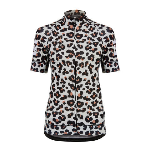 Leopard Print Short Sleeve Womens Cycling Jersey