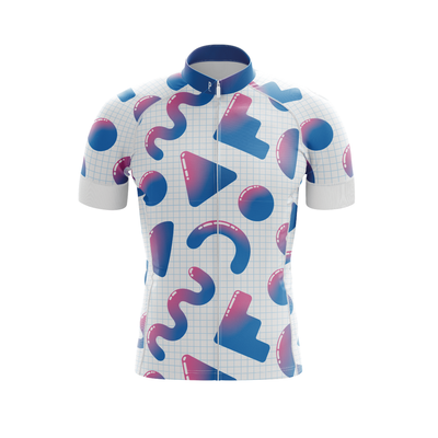 Xanthe Pink and White Geo Print Men's Cycling Jersey